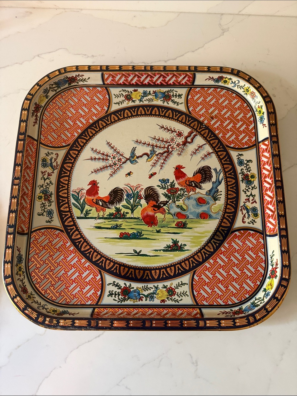 Vintage Metal Daher Rooster Serving Tray Made in England